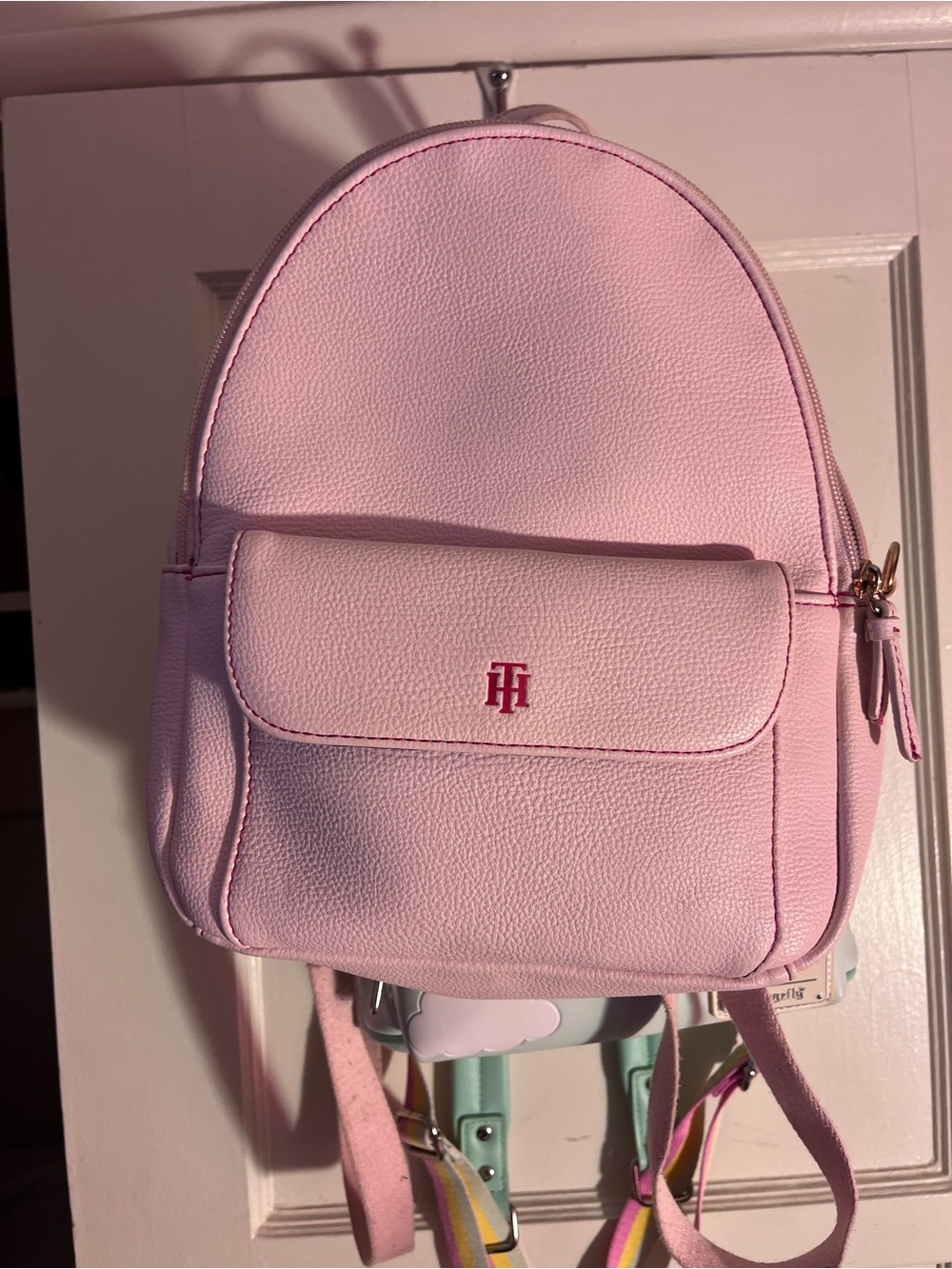 Tommy Hilfiger Light Pink Pebbled Mini Backpack